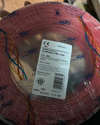 Cavo unipolare ROSSO da 1,5 mm per 100 mt