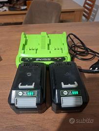greenworks caricabatteria + batterie 