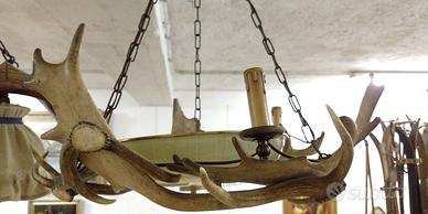 Vecchio ed unico lampadario con corna di Daino