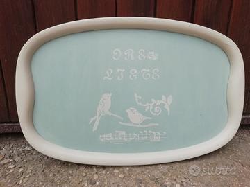 Vassoio Shabby Chic vintage decorato dipinto mano