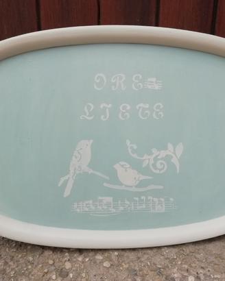Vassoio Shabby Chic vintage decorato dipinto mano