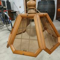 lampadario legno e vetro 