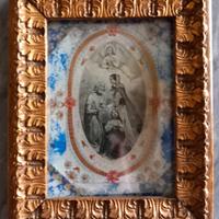 cornice dorata con miniatura su carta, Ottocento 