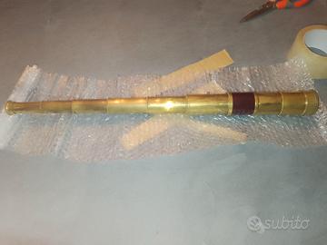Antico cannocchiale in ottone con custodia di 56cm
