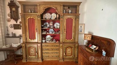 Libreria credenza laccata dorata stile veneziano