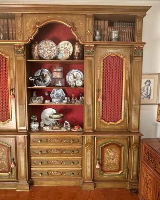 Libreria credenza laccata dorata stile veneziano
