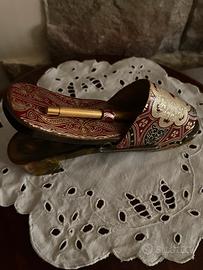 Fermacarte Molletta Vintage con Penna Anni 50