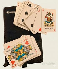 Set Carte da Gioco Vintage con Custodia in Pelle