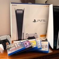 PS5 in garanzia + 5 giochi + controller + scatola