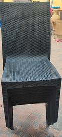 8 sedie giardino rattan nere 