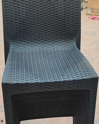 8 sedie giardino rattan nere 