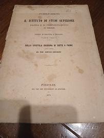 Raro Volume 1876 - Domenico Comparetti - Dedica a