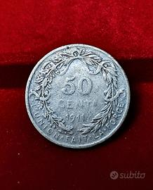 Belgio, 50 cent 1911 in argento