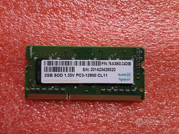 Banco RAM 2 GB DDR3 1600 Mhz Apacer