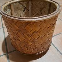 Porta vasi vimini e bambù con ruote