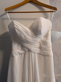 Abito da sposa (2020) in chiffon bianco + velo 