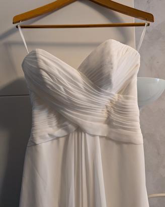 Abito da sposa (2020) in chiffon bianco + velo 