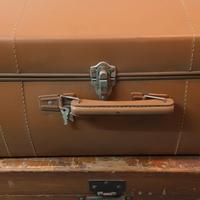 Due Valigie antiche vintage di cartone marrone 