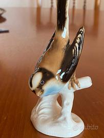 Statuina Vintage in Porcellana - Uccellino su Ramo