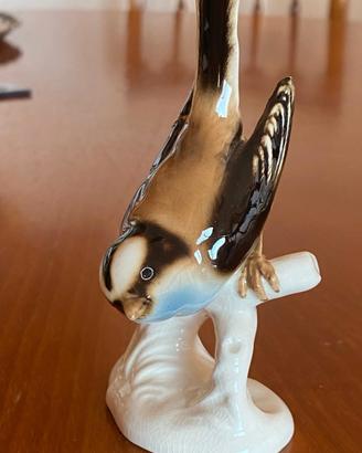 Statuina Vintage in Porcellana - Uccellino su Ramo