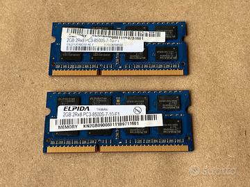 2x 2GB RAM DDR3 SO-DIMM Elpida PC3-8500S