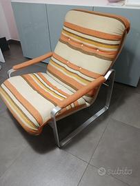 Sedia Poltrona Vintage Anni '70 Tubolare Cromato C