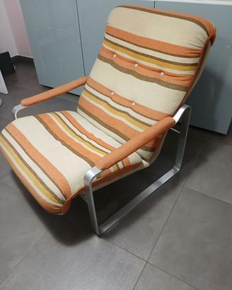 Sedia Poltrona Vintage Anni '70 Tubolare Cromato C