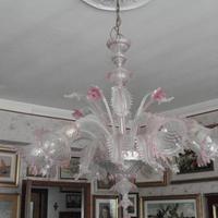 2 LAMPADARI IN VETRO DI MURANO  COLORATI + 2 CERAM