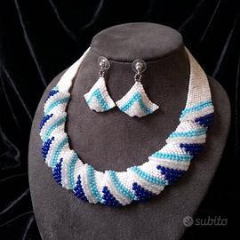 Collana Vintage Choker bianca Statement Orecchini