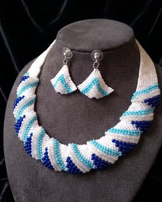 Collana Vintage Choker bianca Statement Orecchini