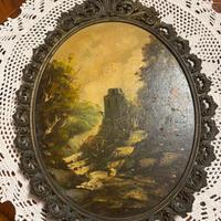 Quadro Ovale Vintage Cornice Metallo Lavorato