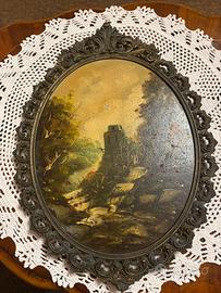 Quadro Ovale Vintage Cornice Metallo Lavorato