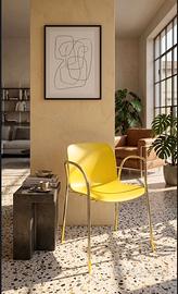 SEDIA TROY GIALLA STRUTTURA ORO MAGIS