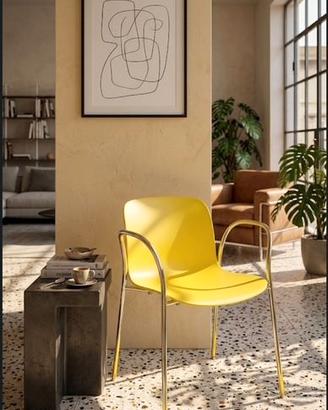 SEDIA TROY GIALLA STRUTTURA ORO MAGIS