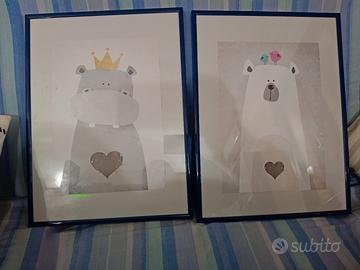 Poster animaletti con cornici cameretta bimbi