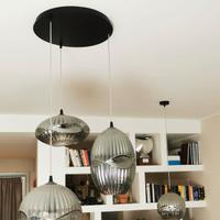 Coppia di Lampadari in vetro grigio