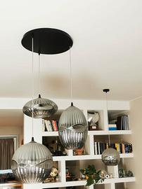 Coppia di Lampadari in vetro grigio