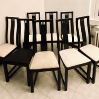 4 sedie, legno laccato nero