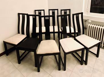 4 sedie, legno laccato nero