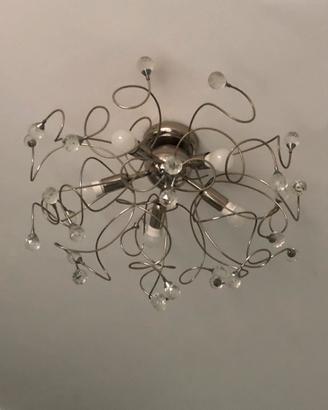 Lampadario moderno cromato sfere vetro
