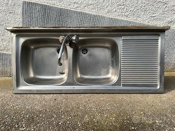 Lavello cucina inox 2 vasche 120x50