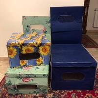 Set di 5 scatole plastificate portabiancheria