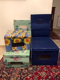 Set di 5 scatole plastificate portabiancheria