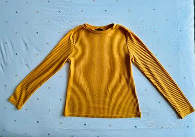 Maglia senape a coste donna