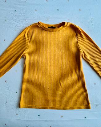 Maglia senape a coste donna