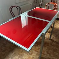 Tavolo 80x80 allungabile 160x80 Rosso in Vetro