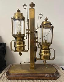 Lampada da Tavolo Vintage in Ottone a Doppia Lante