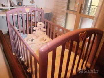 Lettino per bambina o bambino in legno lilla
