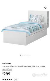 letto singolo ikea brimnes + doghe + materasso