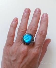 Anello labradorite e argento 925